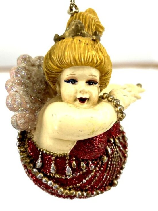 Katherine’s Collection Other - Katherine’s Collection Mermaid 3.75" Christmas Ornament Red Dress Gold Curvy